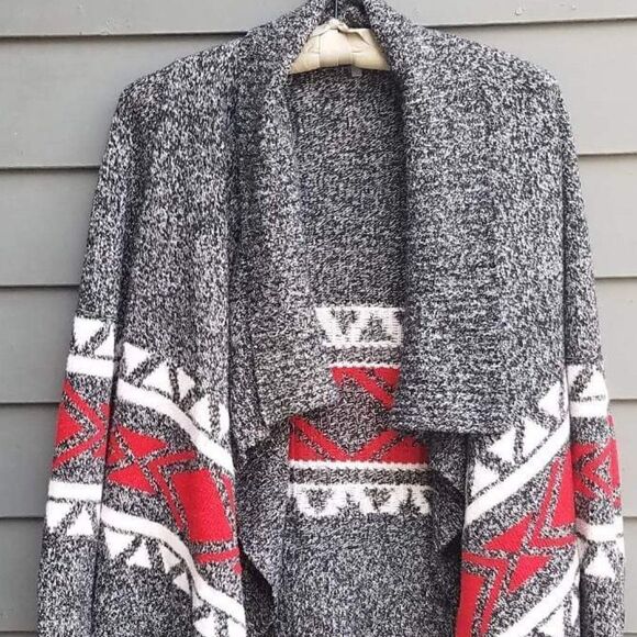 Charlotte Russe Unstructured Cardigan (Red/Black/White) size Medium - Picture 7 of 9